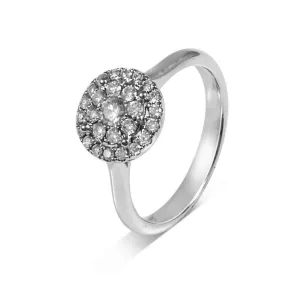 18ct White Gold Diamond Halo Illusion Ring