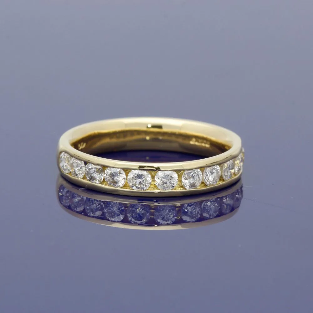 18ct Yellow Gold Channel Set Diamond Half Eternity Ring