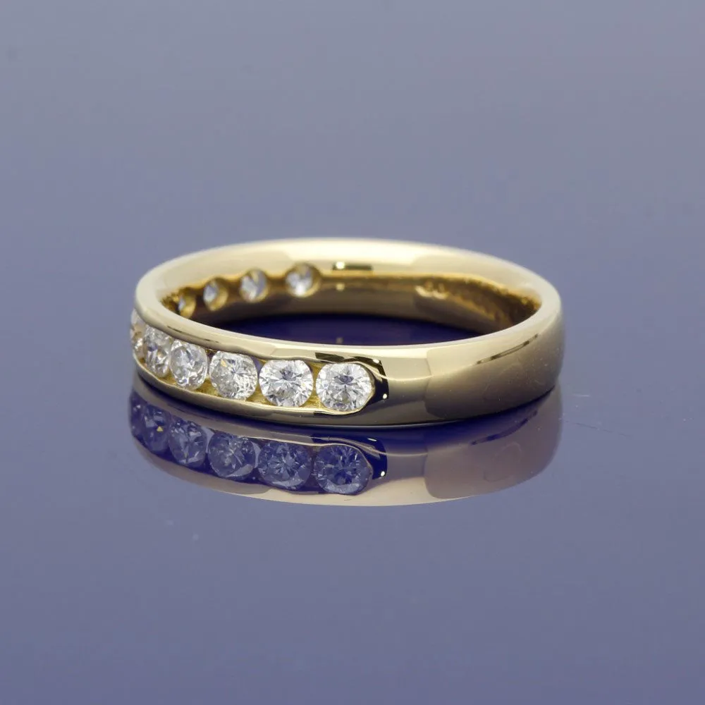 18ct Yellow Gold Channel Set Diamond Half Eternity Ring