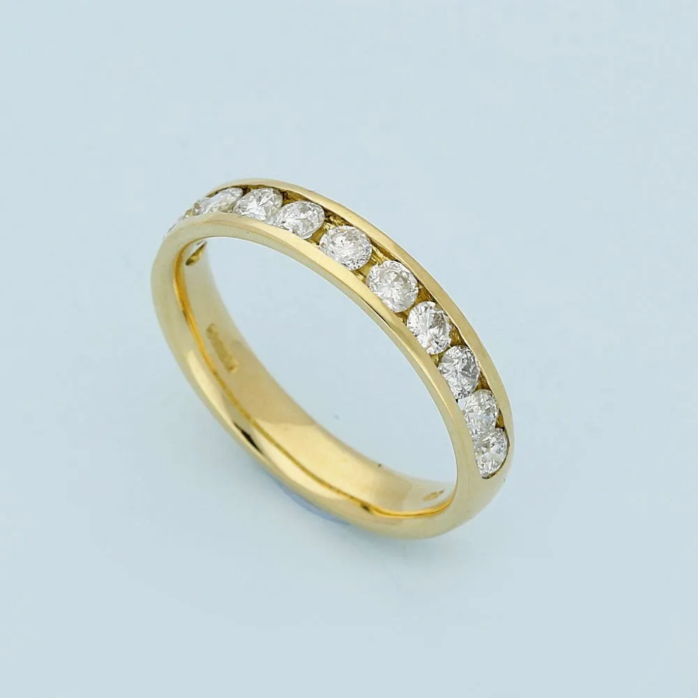 18ct Yellow Gold Channel Set Diamond Half Eternity Ring