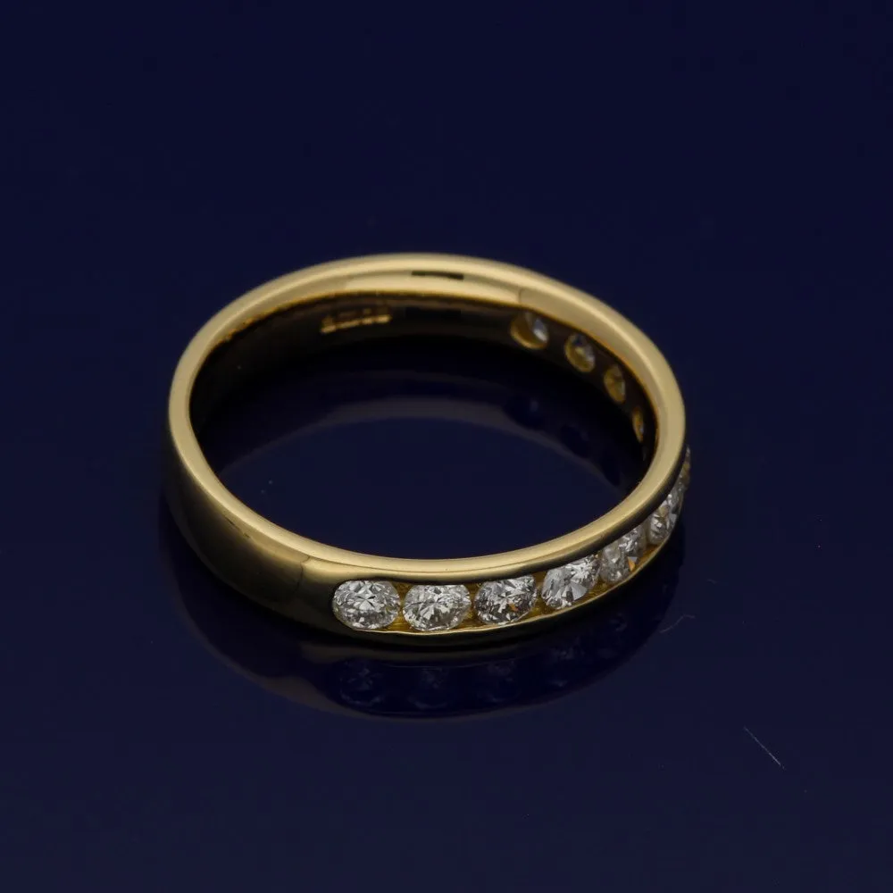18ct Yellow Gold Channel Set Diamond Half Eternity Ring