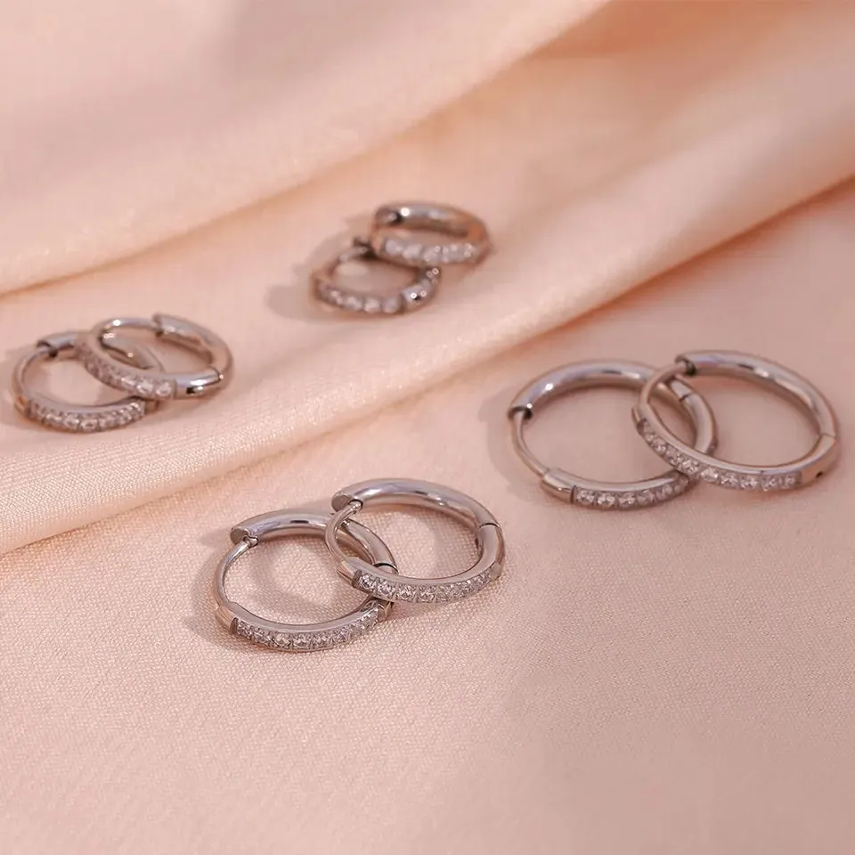18K Gold-Filled Dainty Zircon Huggie Earrings