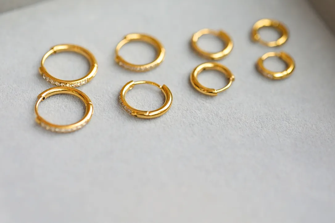 18K Gold-Filled Dainty Zircon Huggie Earrings