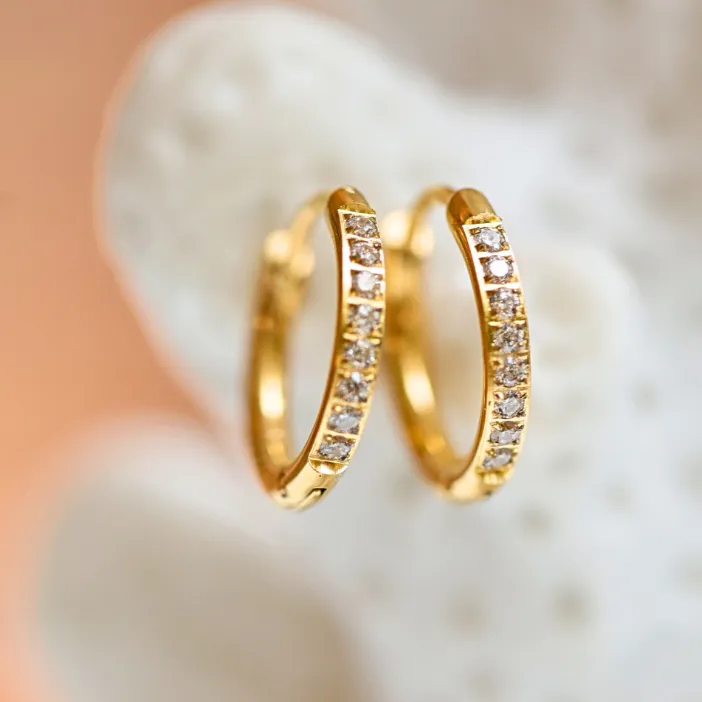 18K Gold-Filled Dainty Zircon Huggie Earrings