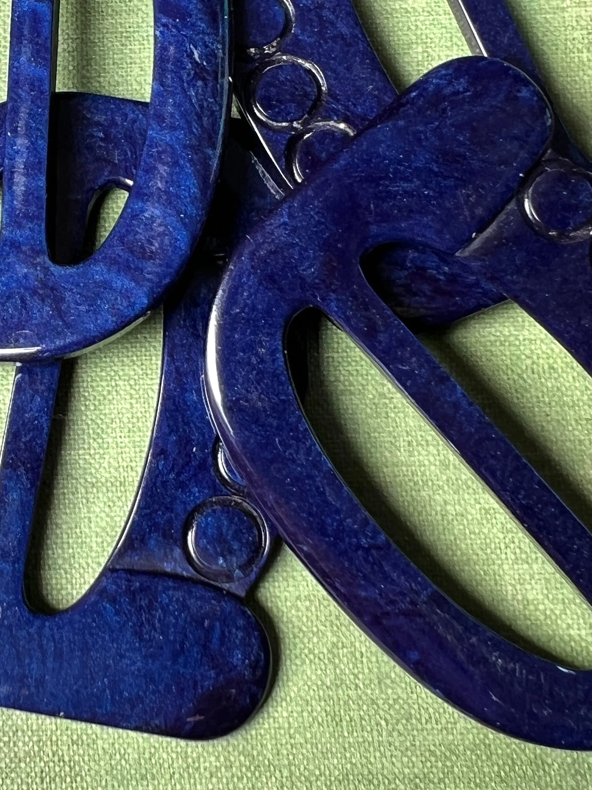 1940s French Deep Blue 6cm Tall Belt Buckle