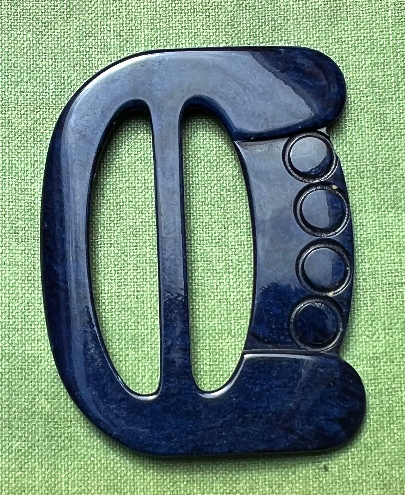 1940s French Deep Blue 6cm Tall Belt Buckle