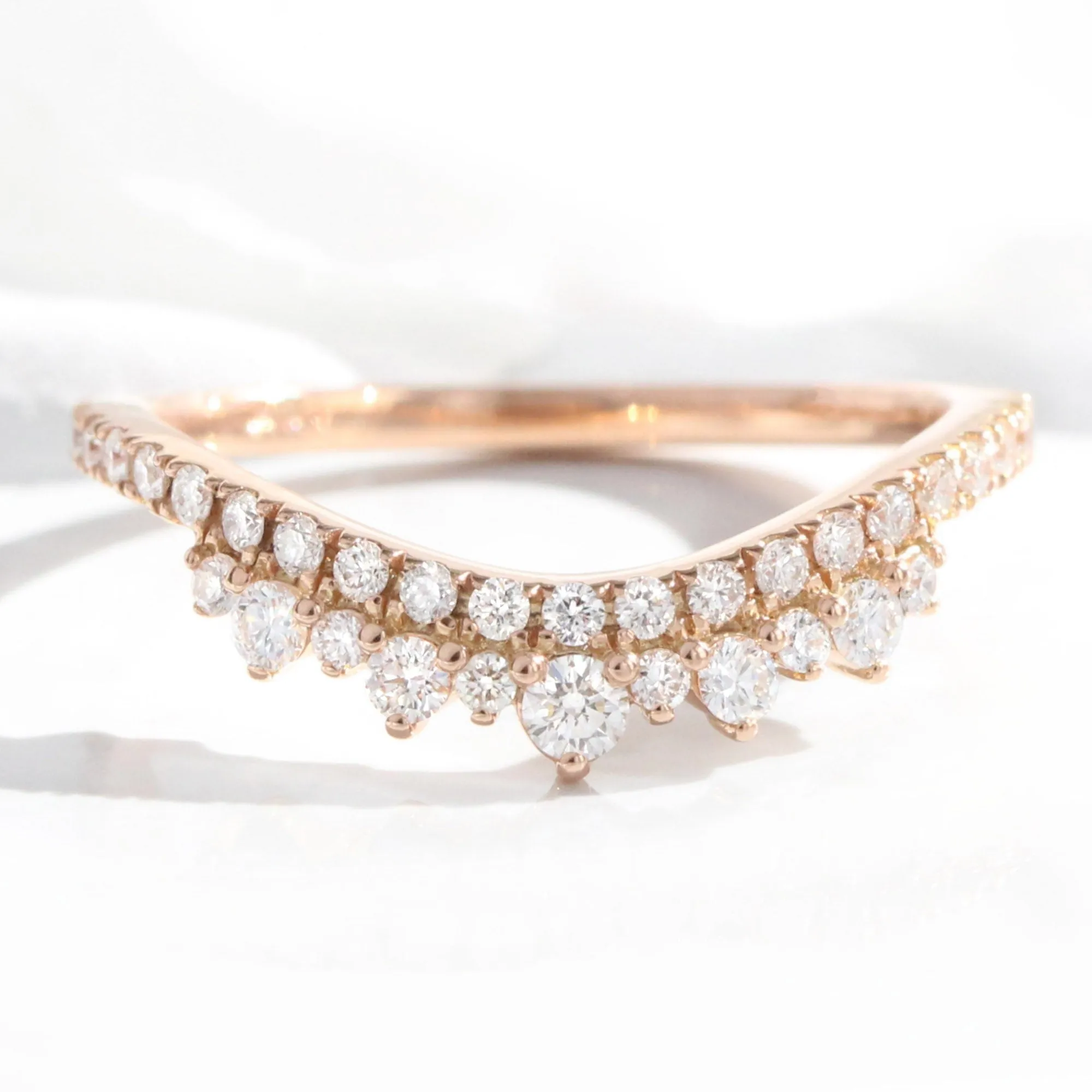 1.96 Ct. Pear Lab Diamond 3 Stone Ring Set w/ Crown Wedding Band in Forever Setting