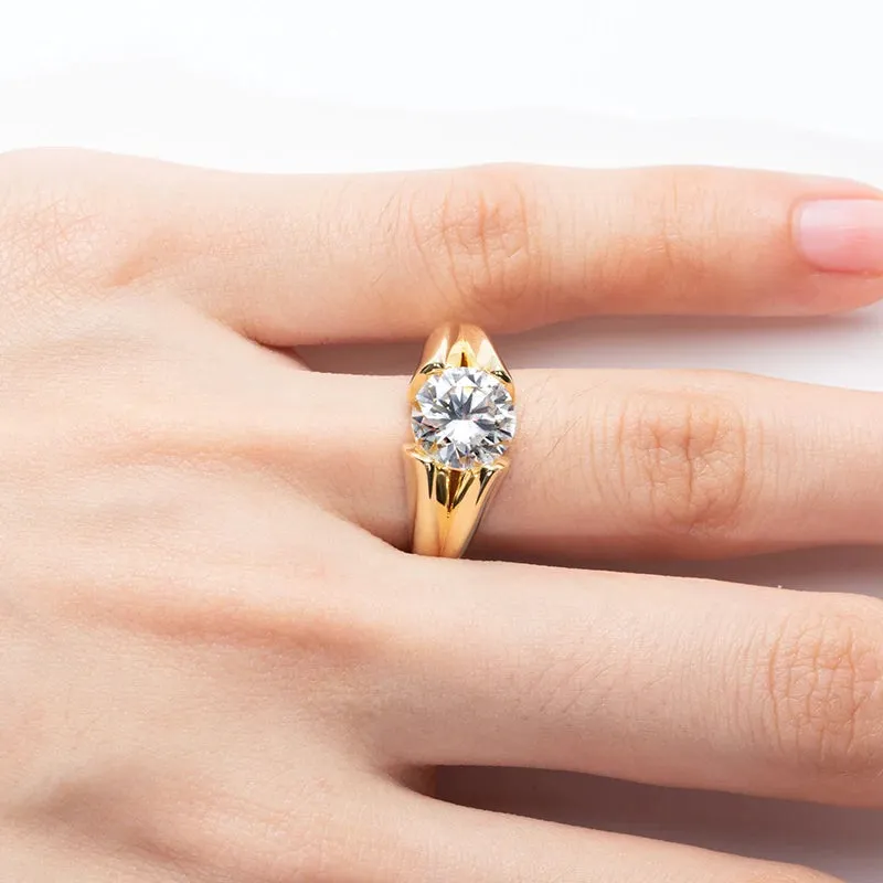 3 Carat Moissanite Ring 925 Sterling Silver Woman Yellow Color Wedding Bands Engagement Gift