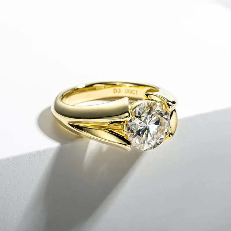 3 Carat Moissanite Ring 925 Sterling Silver Woman Yellow Color Wedding Bands Engagement Gift