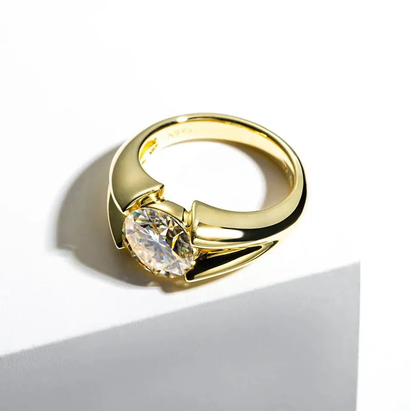 3 Carat Moissanite Ring 925 Sterling Silver Woman Yellow Color Wedding Bands Engagement Gift