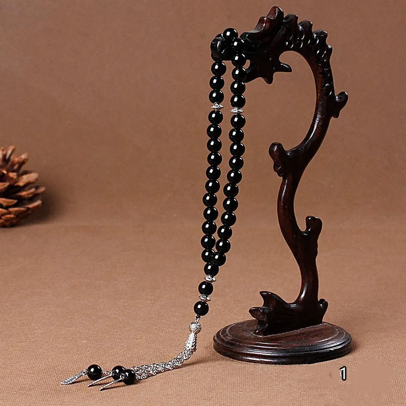 33 Natural stone agate crystal muslim rosary bracelet