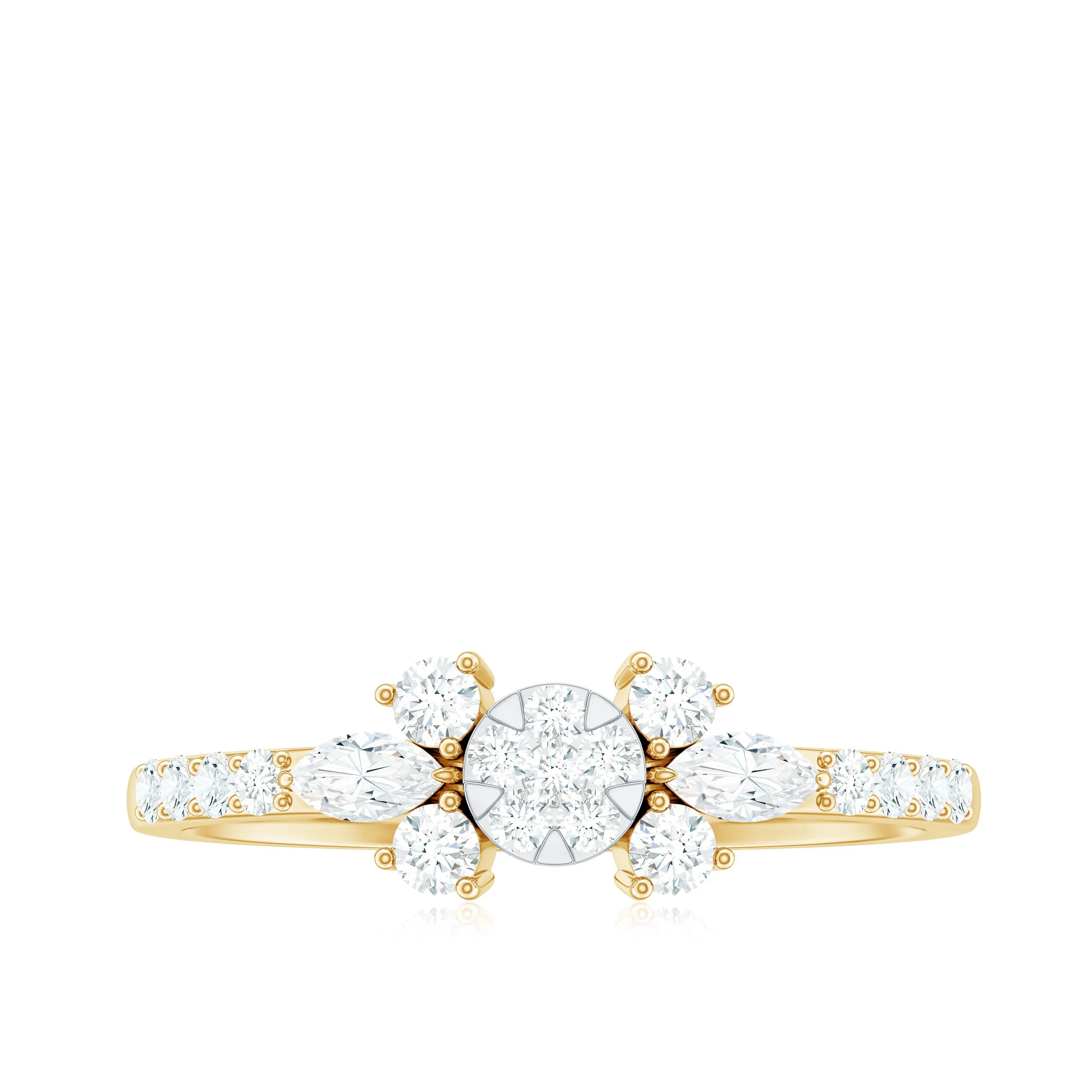 3/4 CT Real Diamond Antique Promise Ring in Gold