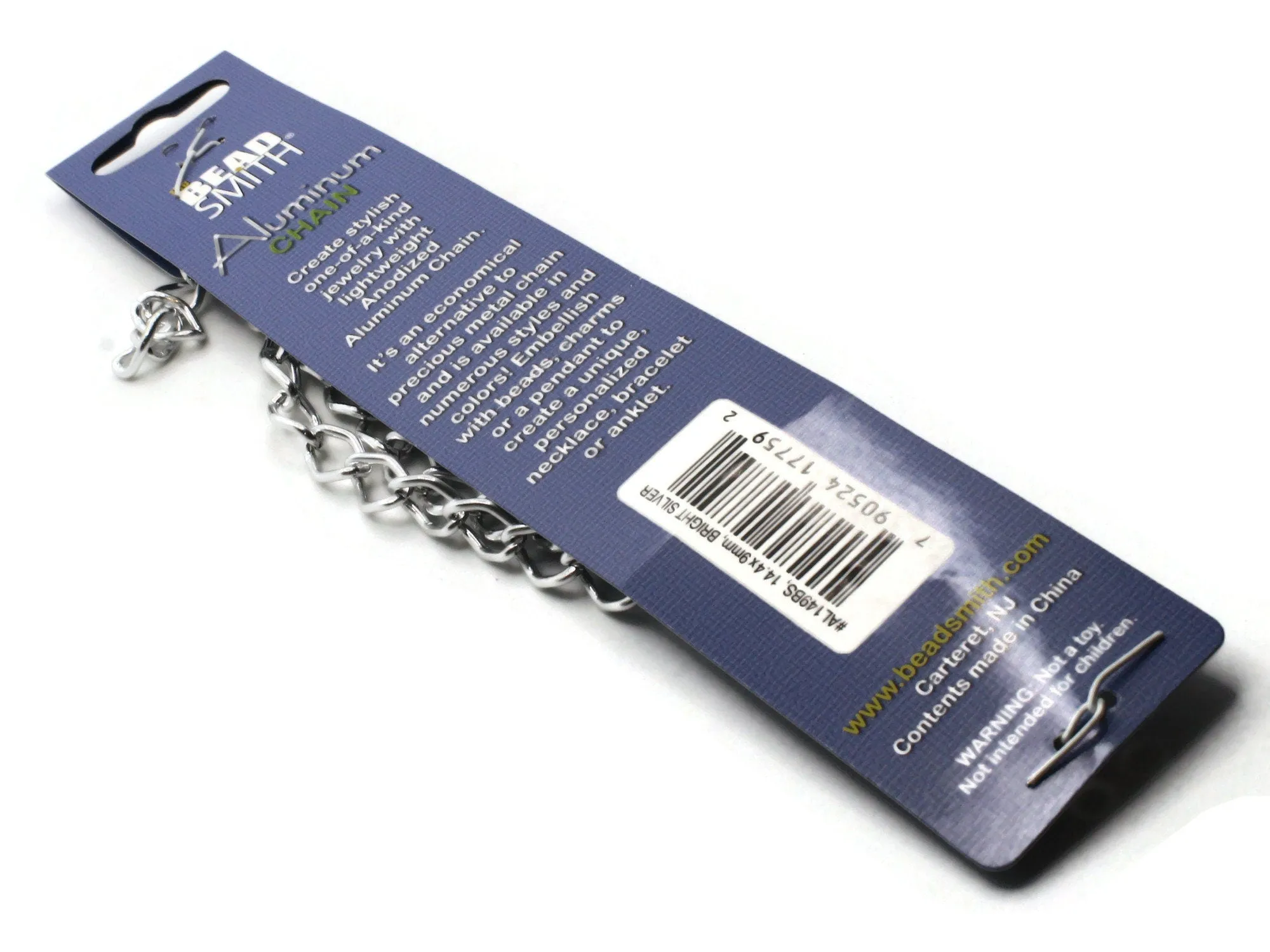 36 Inch Bright Silver Curb Chain - The Bead Smith Anodized Aluminum Chain 14.4 x 9mm
