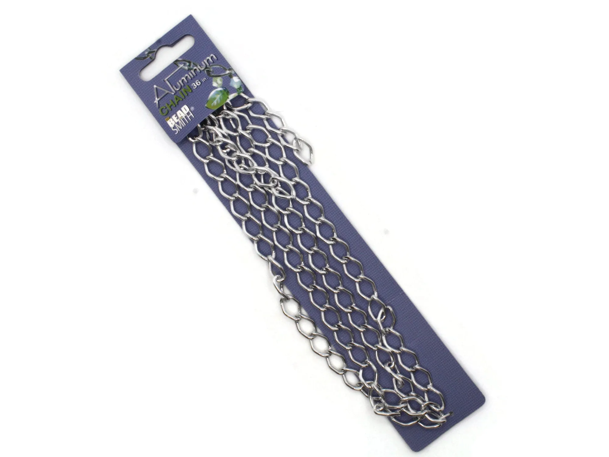 36 Inch Bright Silver Curb Chain - The Bead Smith Anodized Aluminum Chain 14.4 x 9mm