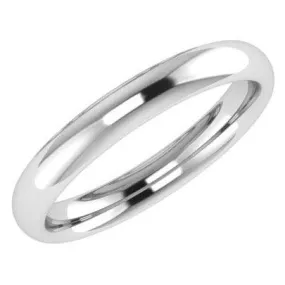 3mm Men's Wedding Ring White Gold Comfort Fit