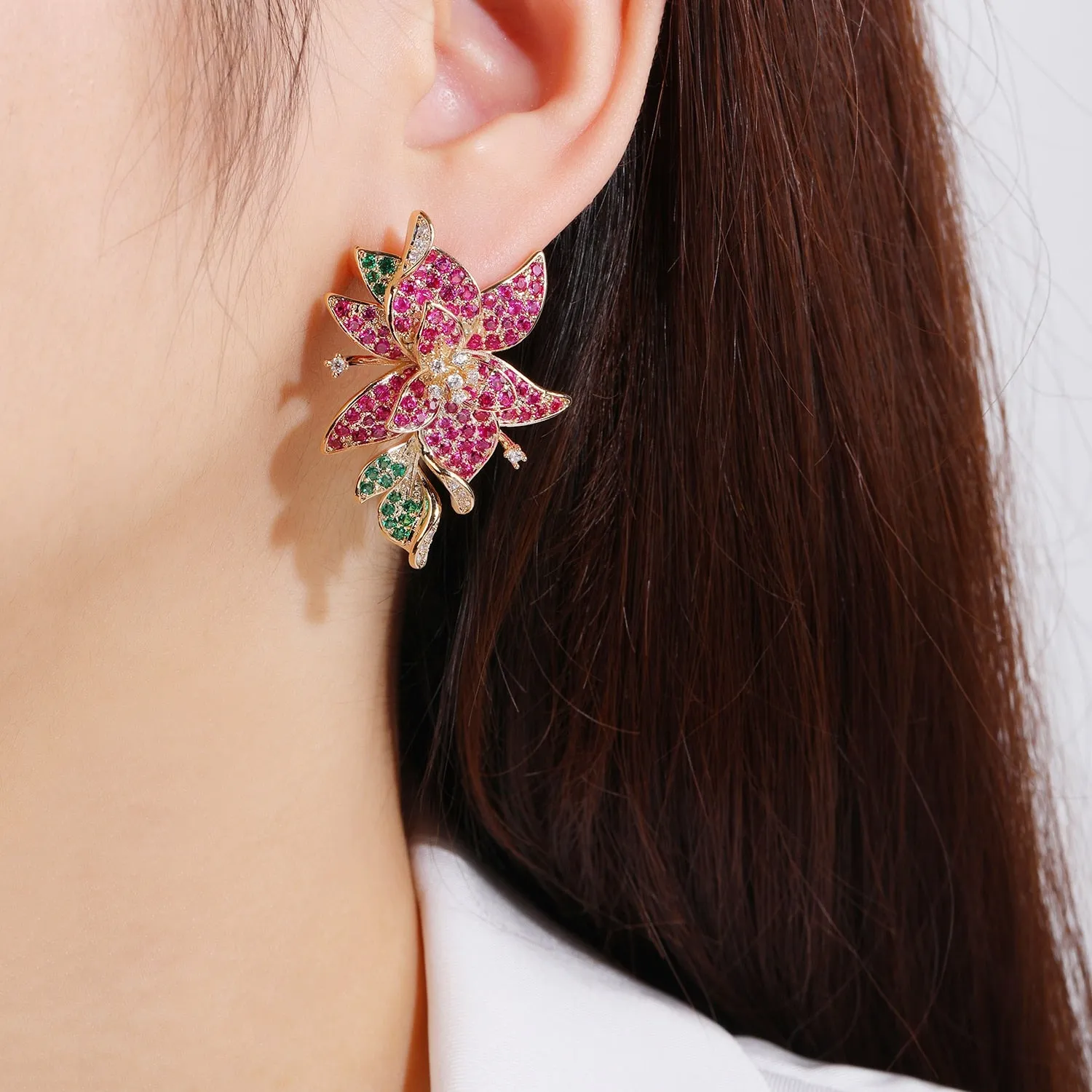 5A Cubic Zircon Flower Earrings for Wedding, Pretty Drop Earring for Bride, Women Girl Birthday Party Jewelry CE11883
