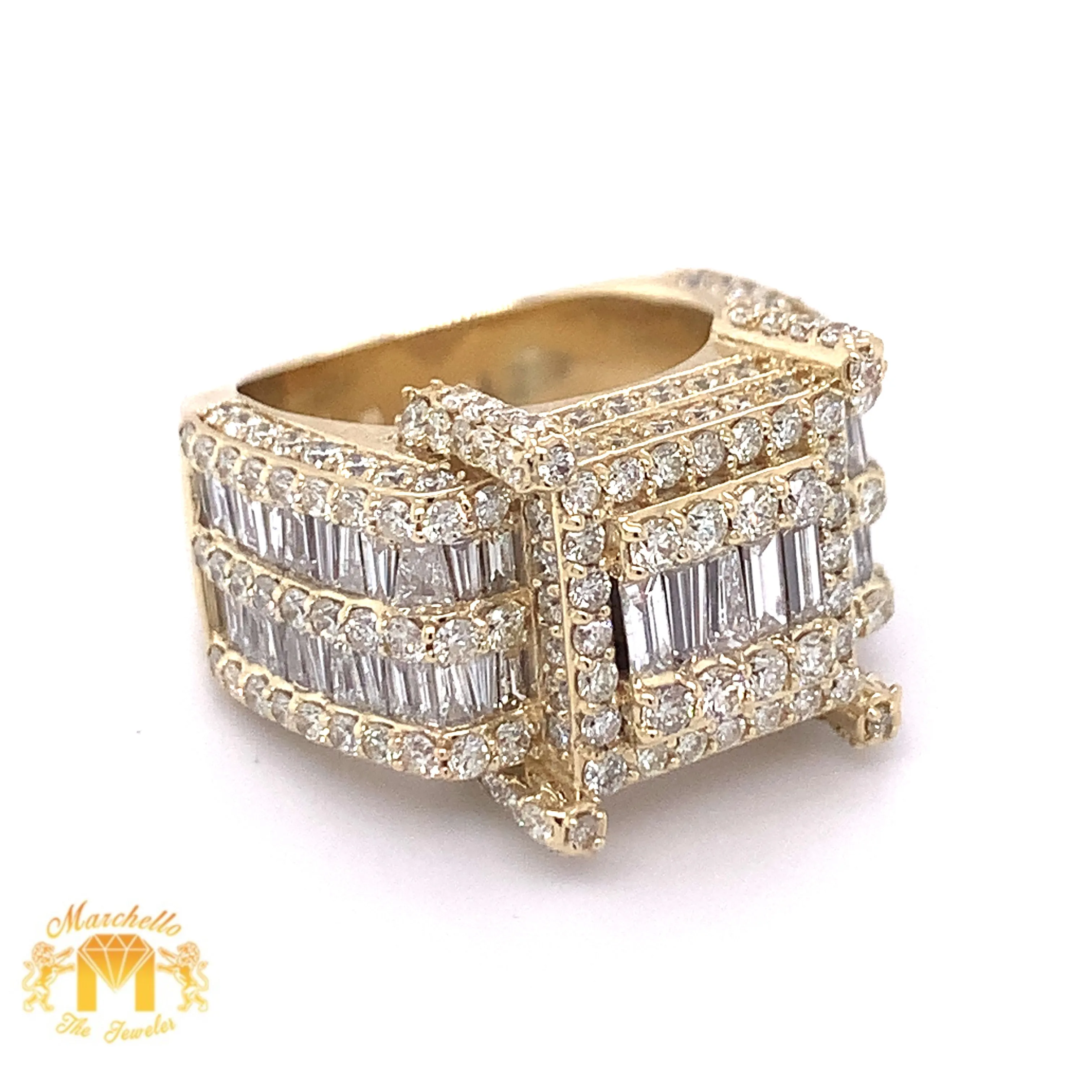 6ct XL Baguette Diamond and 14k Gold Monster #20 Ring