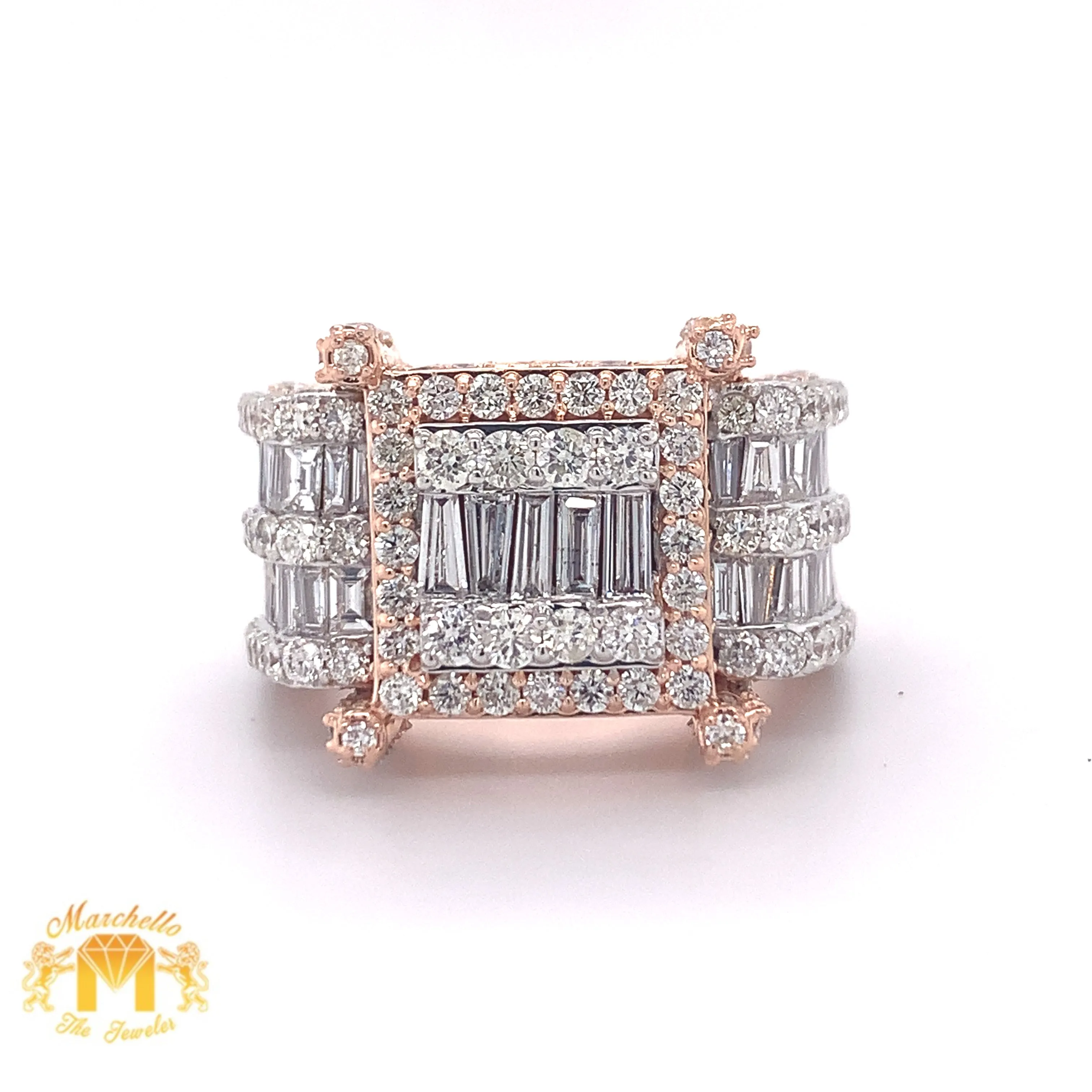 6ct XL Baguette Diamond and 14k Gold Monster #20 Ring