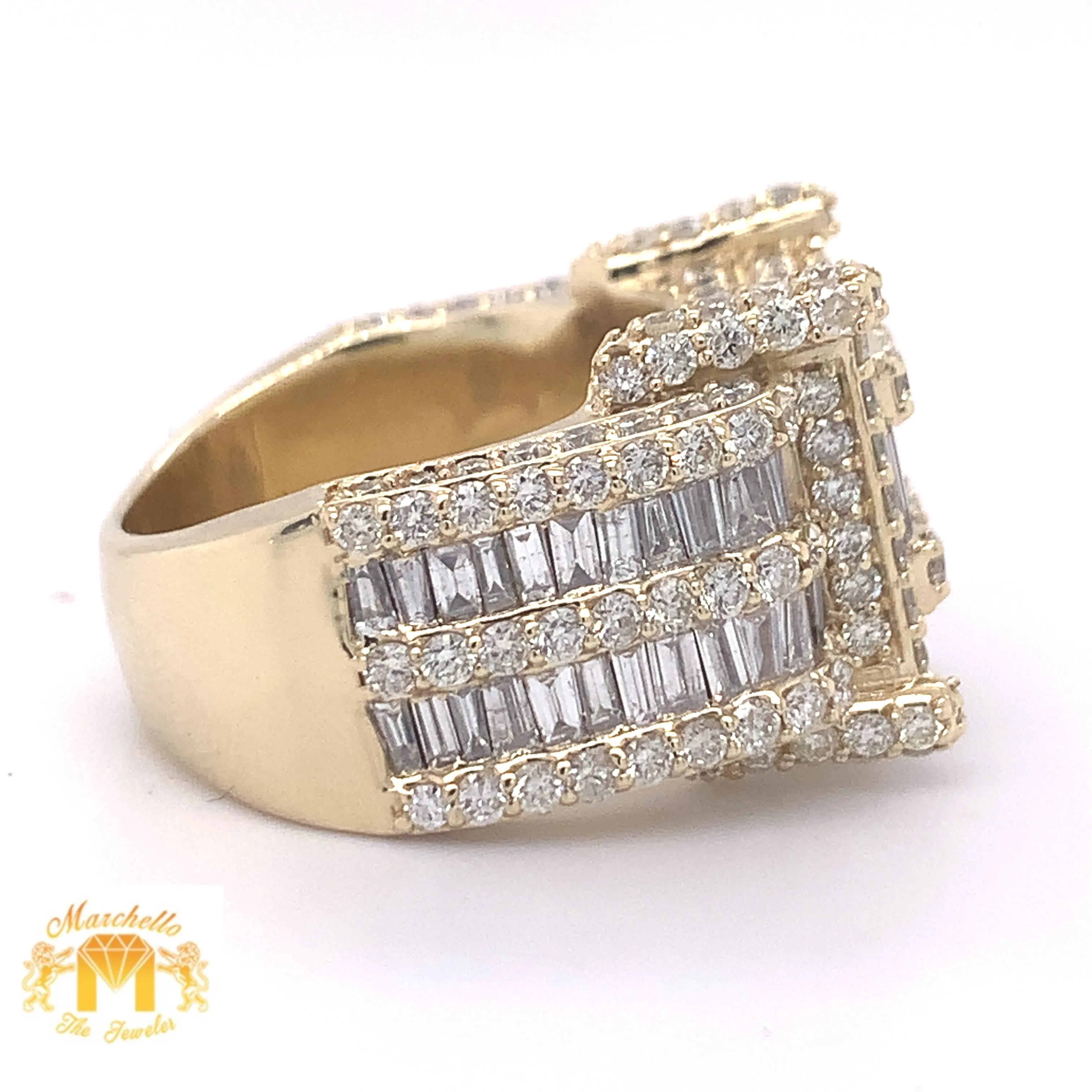 6ct XL Baguette Diamond and 14k Gold Monster #20 Ring