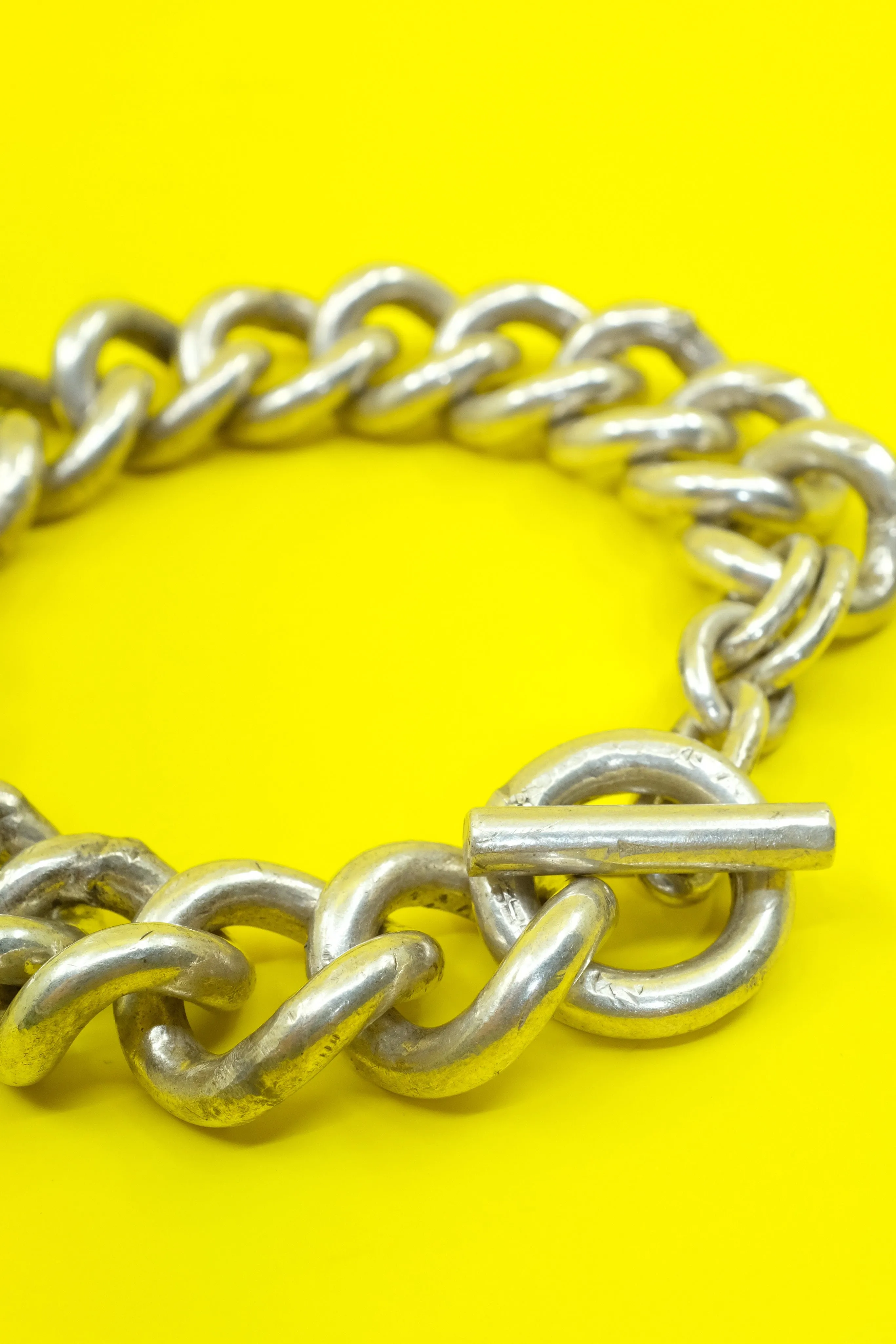 .925 Silver Huge Curb Chain Toggle Bracelet