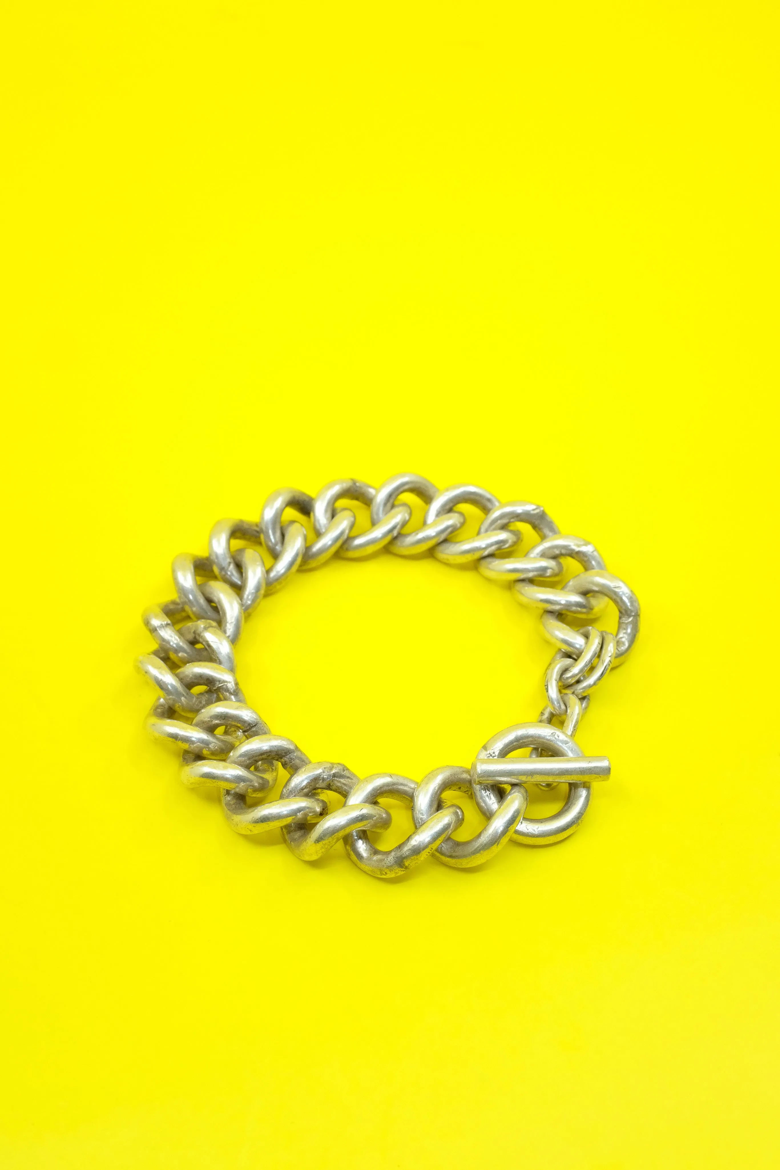 .925 Silver Huge Curb Chain Toggle Bracelet