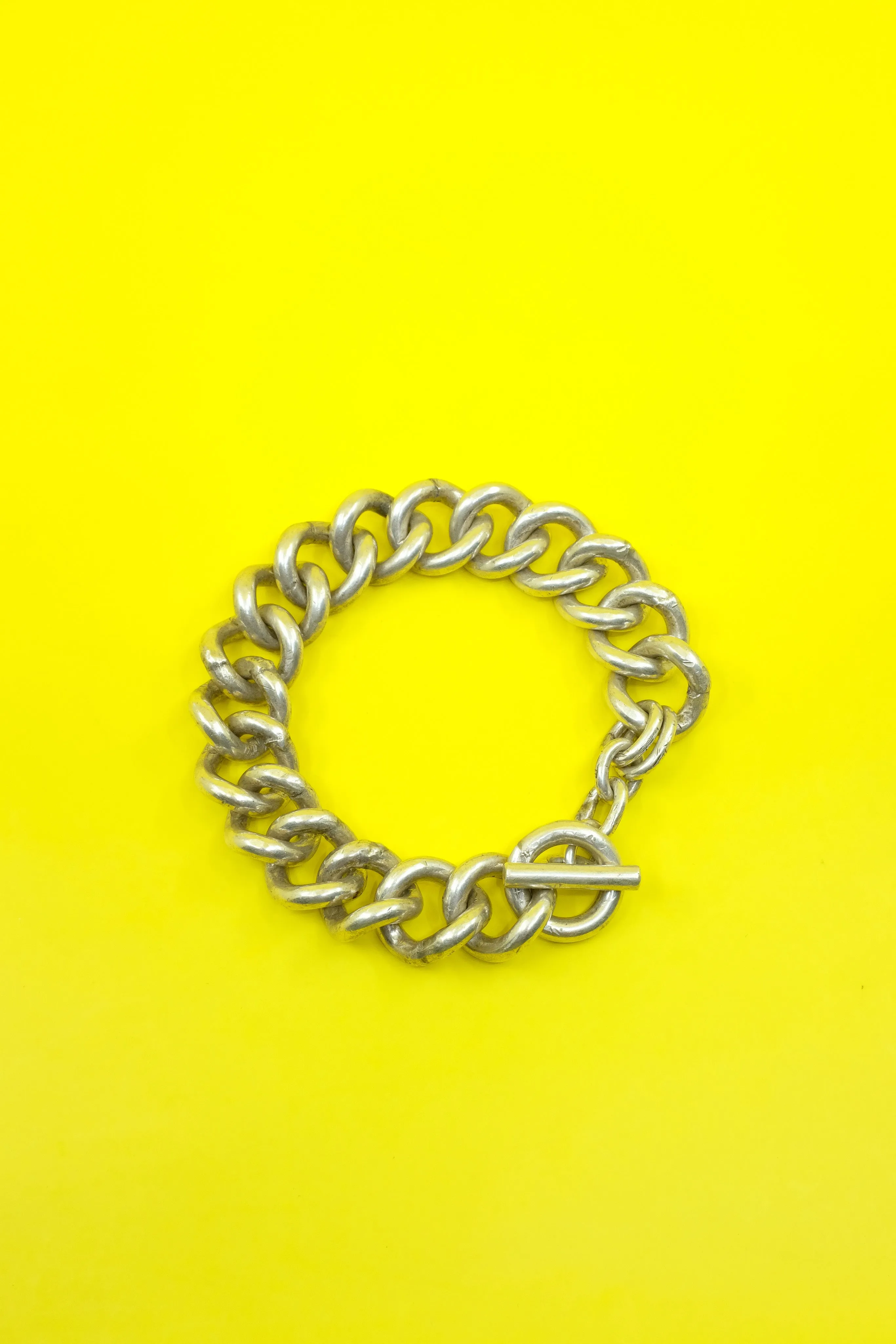 .925 Silver Huge Curb Chain Toggle Bracelet