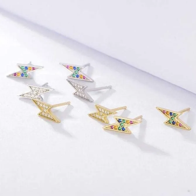 925 Sterling Silver and 18K Gold-Filled CZ Stud Earrings