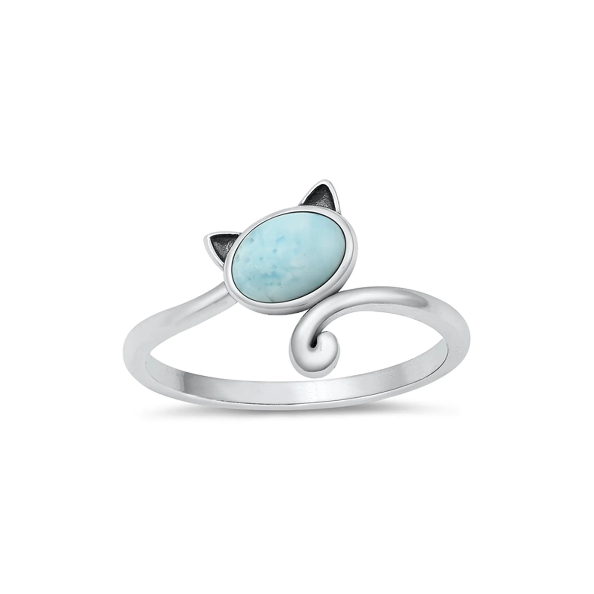 925 Sterling Silver Cat With Genuine Gemstones Ring For Women and Children.  12mm (1/2") Wide Kitty Cat Ring For Pinky, Ring Finger, Middle, Index or Thumb.