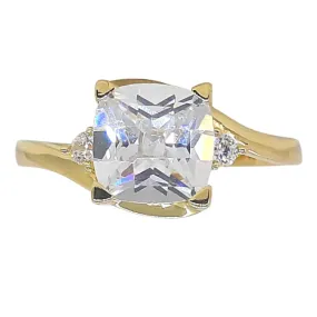9ct Gold Cushion - Checker CZ Ring