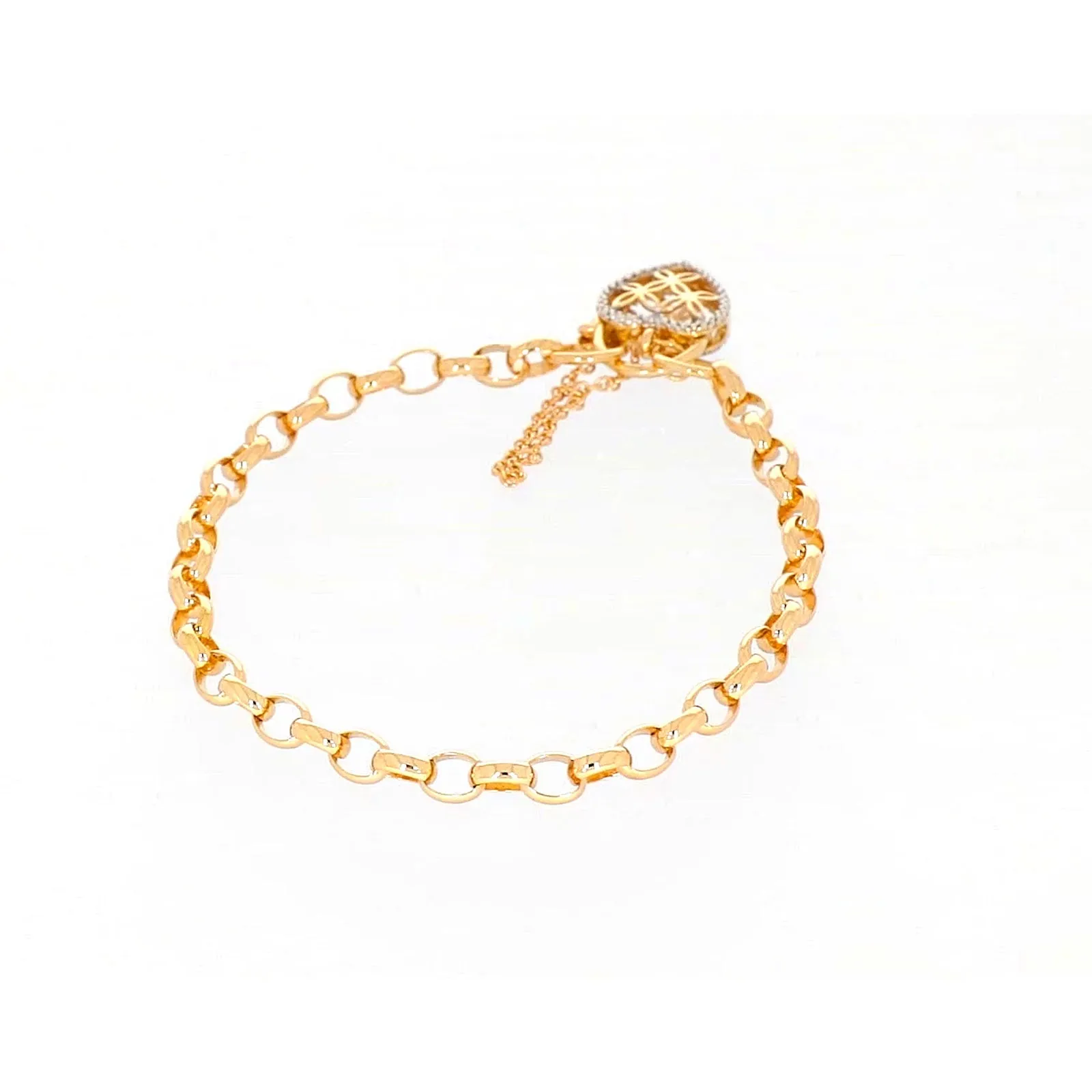 9ct Yellow Gold 19cm Oval Belcher Diamond Set Bracelet