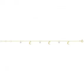 9ct Yellow Gold Celestial Chain Bracelet with Zirconia Star & Moon