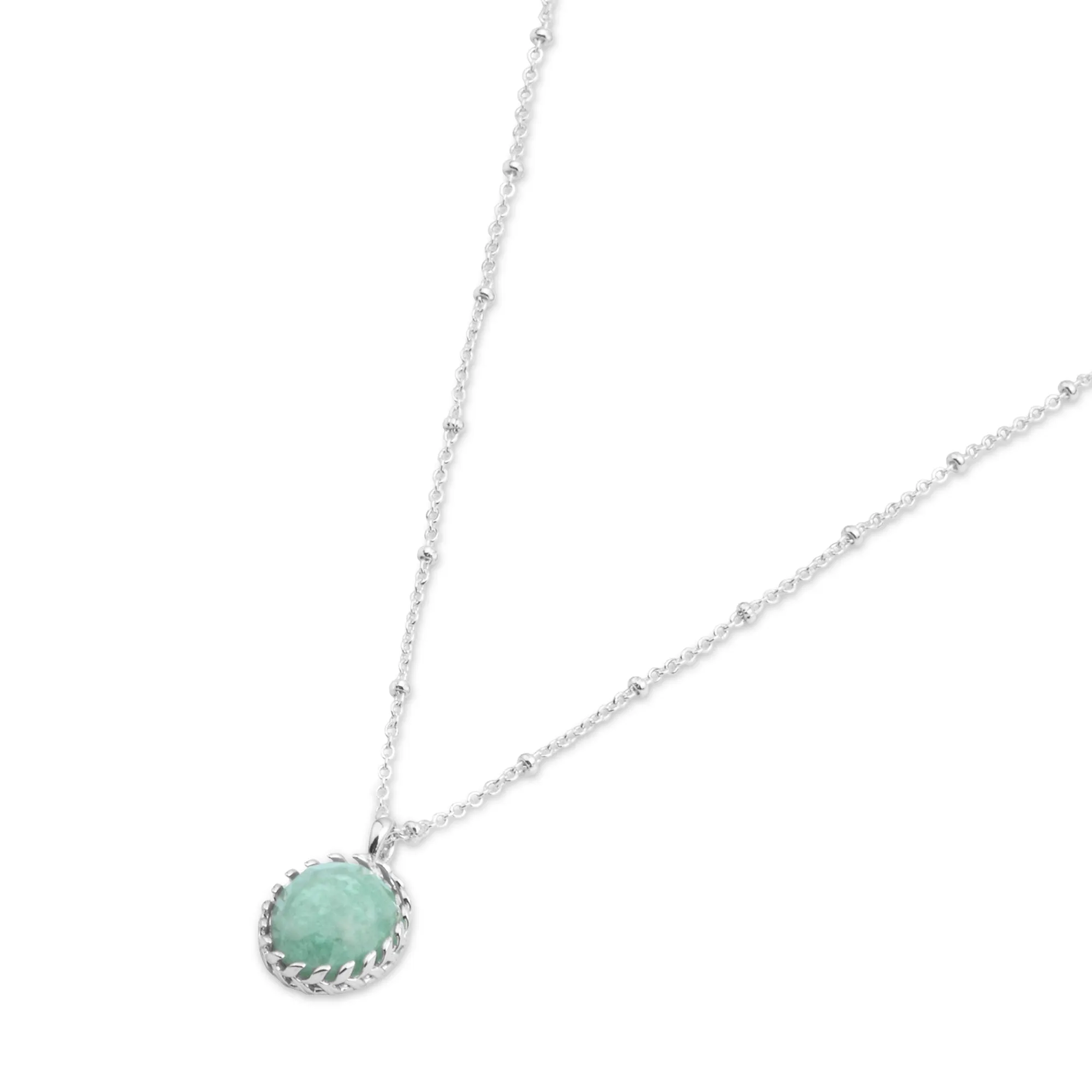 Accessorize London Women Sterling Silver-plated Aqua Quartz Healing Stone Pendant Necklace