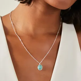 Accessorize London Women Sterling Silver-plated Aqua Quartz Healing Stone Pendant Necklace