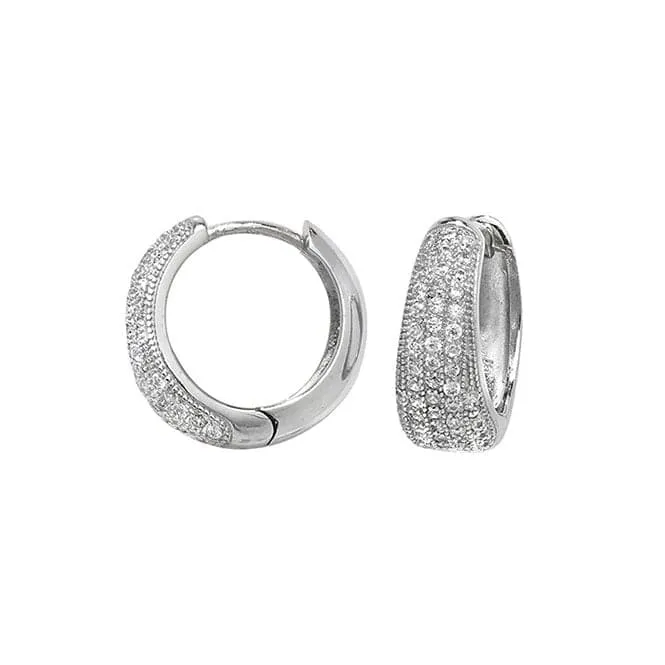 Acotis Silver Earrings Hinged Zirconia G51066