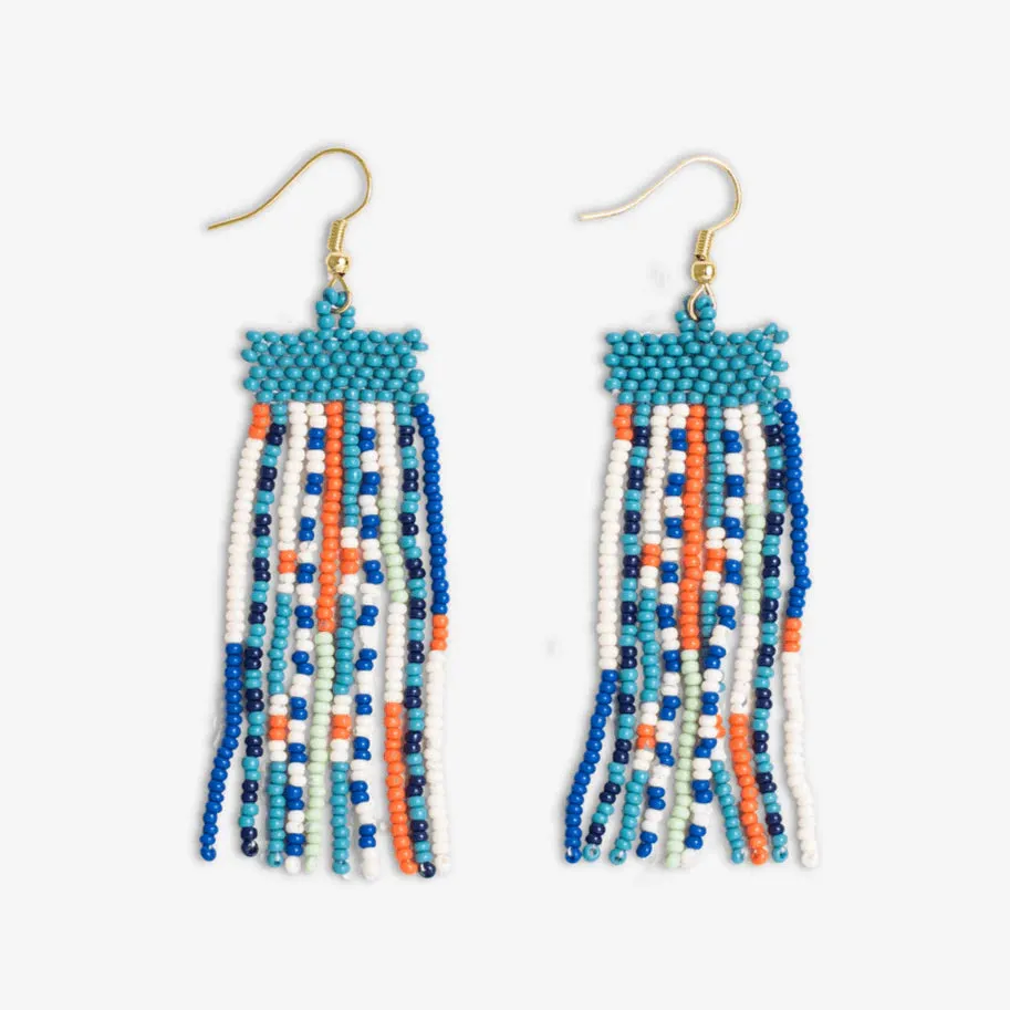 Adaline Mixed Patterns Beaded Fringe Earrings Coastal