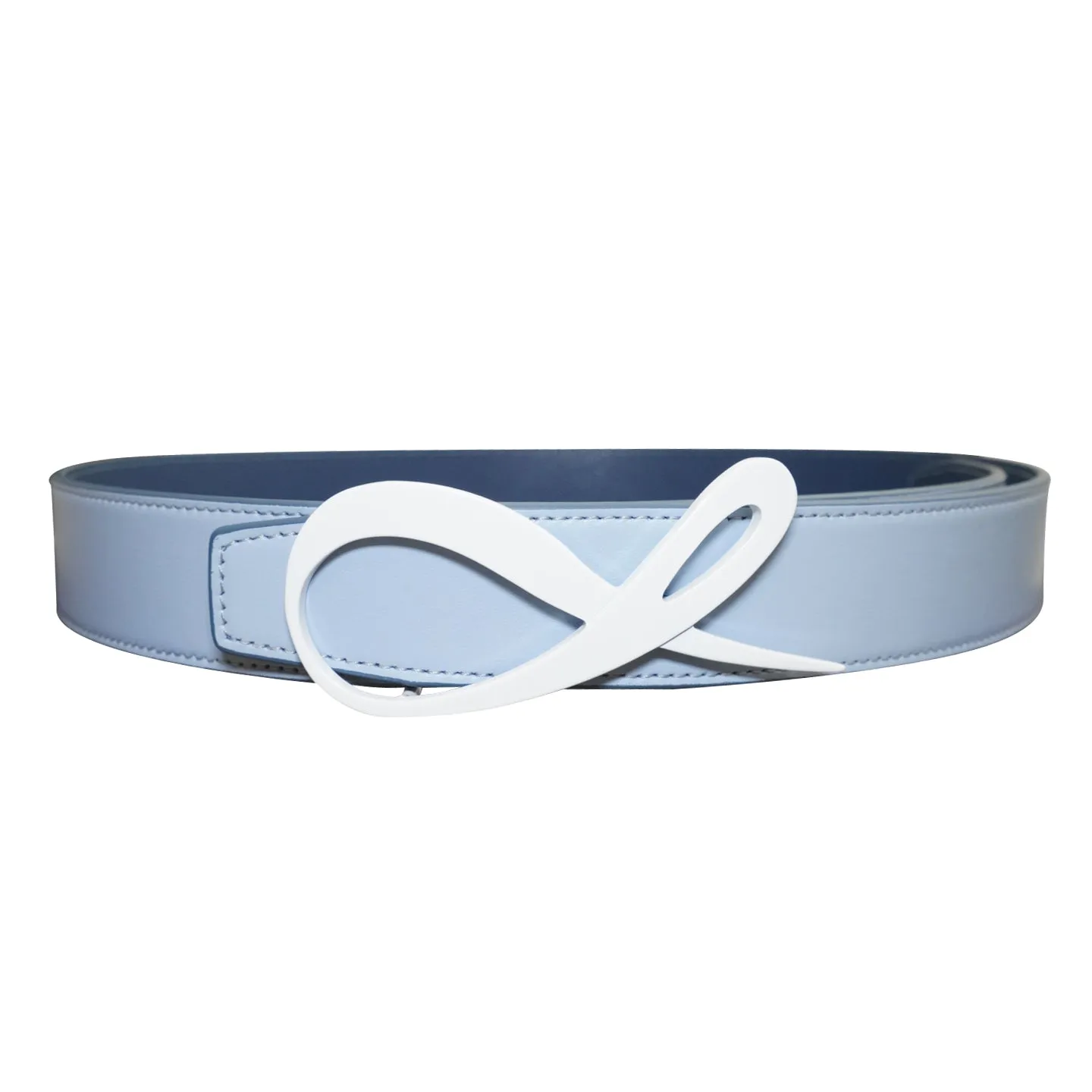 Aegean Blu Maya White Enamel Reversible Belt