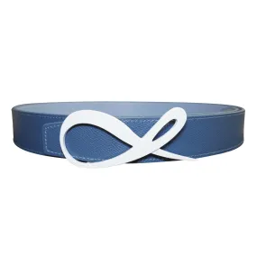 Aegean Blu Maya White Enamel Reversible Belt