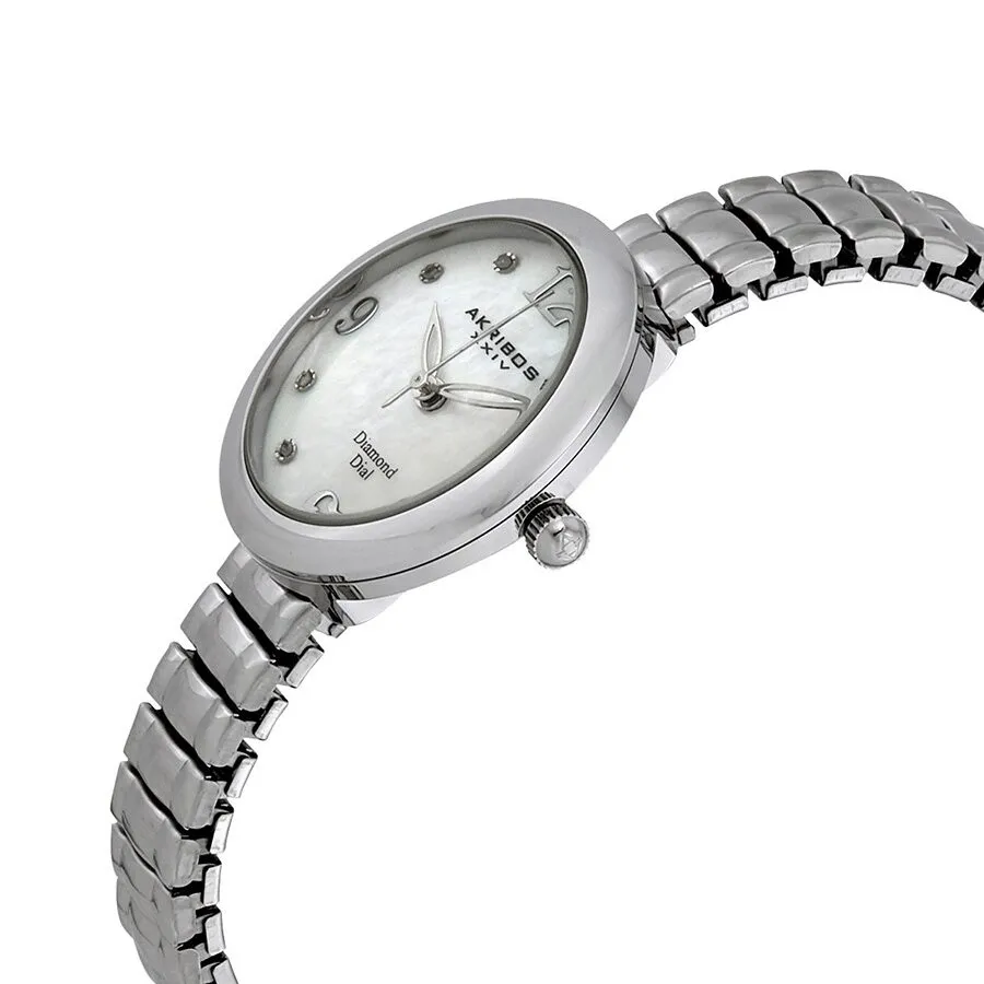 Akribos Xxiv Mother of Pearl Diamond Dial Ladies Watch AK765SS