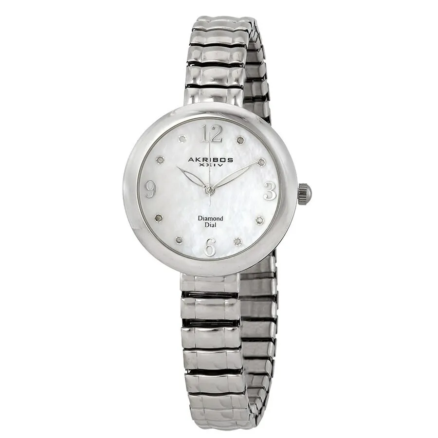 Akribos Xxiv Mother of Pearl Diamond Dial Ladies Watch AK765SS