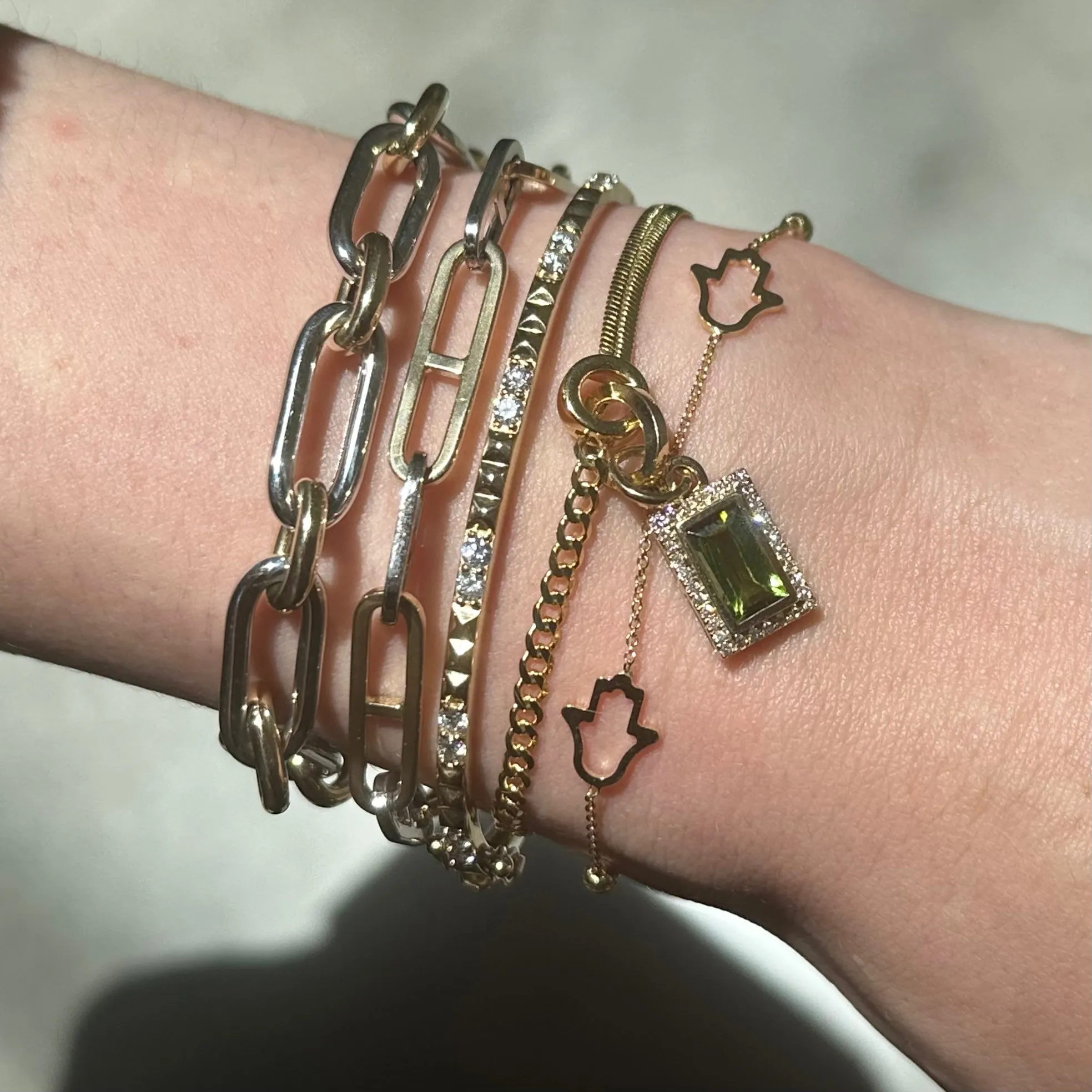 Alternating Gold Ball & Hamsa Bracelet