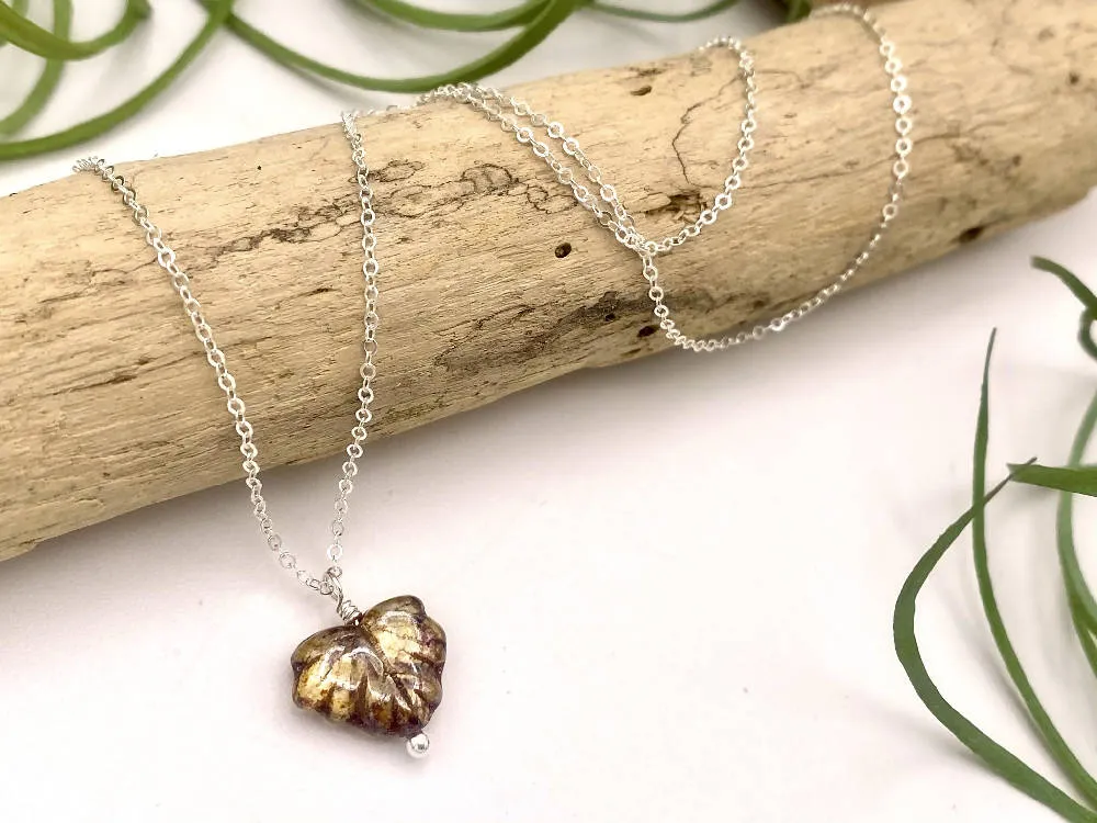 Amber Leaf Peeper Necklace