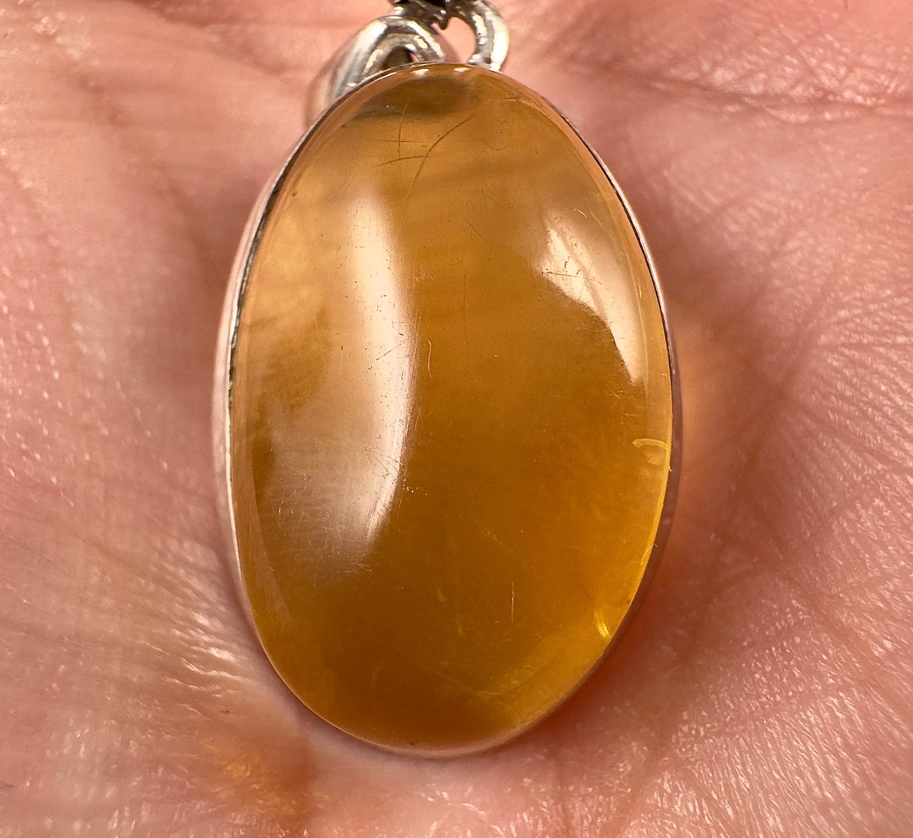 AMBER Pendant - AAA, Sterling Silver - Crystal Pendant, Fine Jewelry, Healing Crystals and Stones,  53427