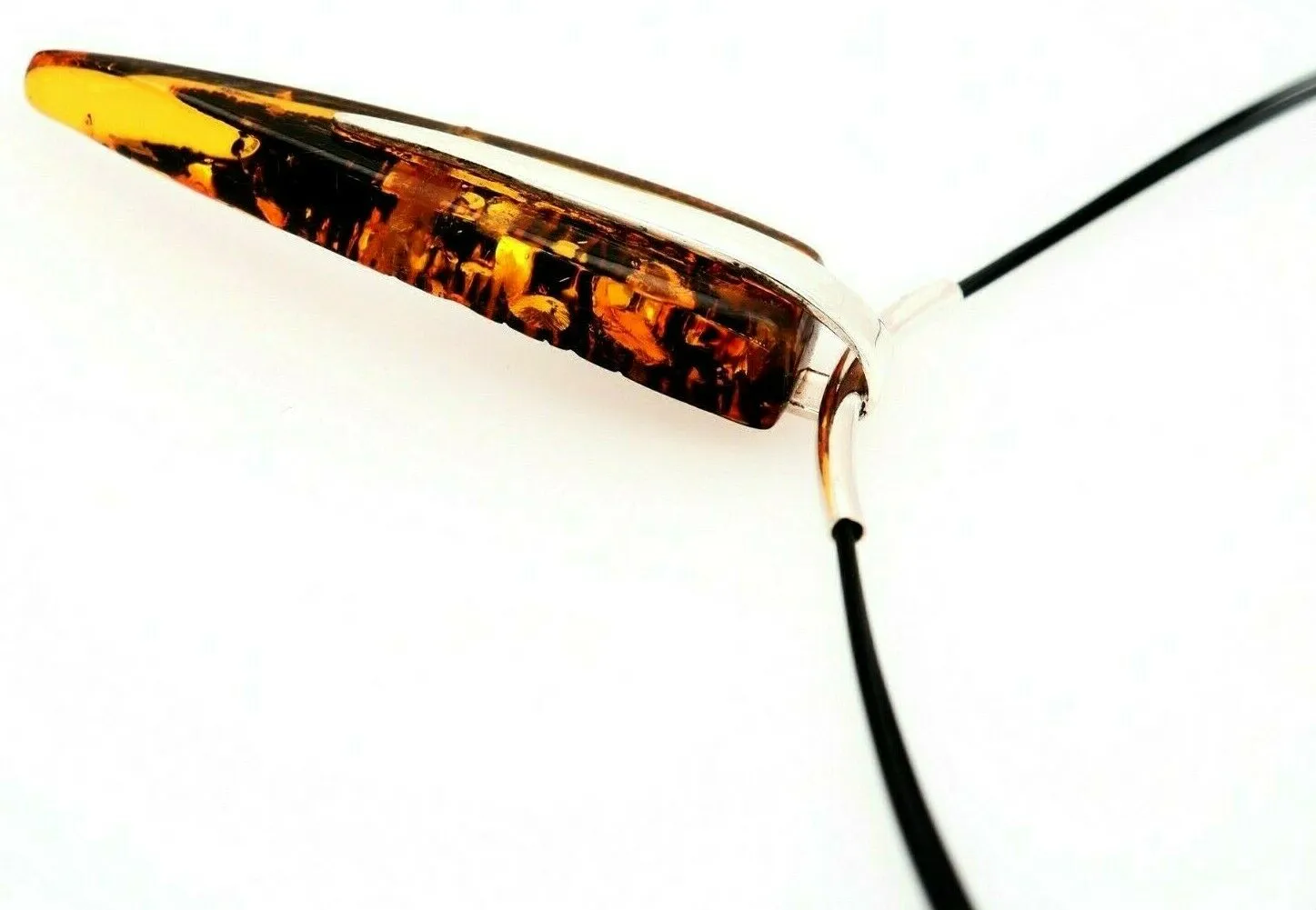 Amber Sterling Silver Pendant with Cord Necklace