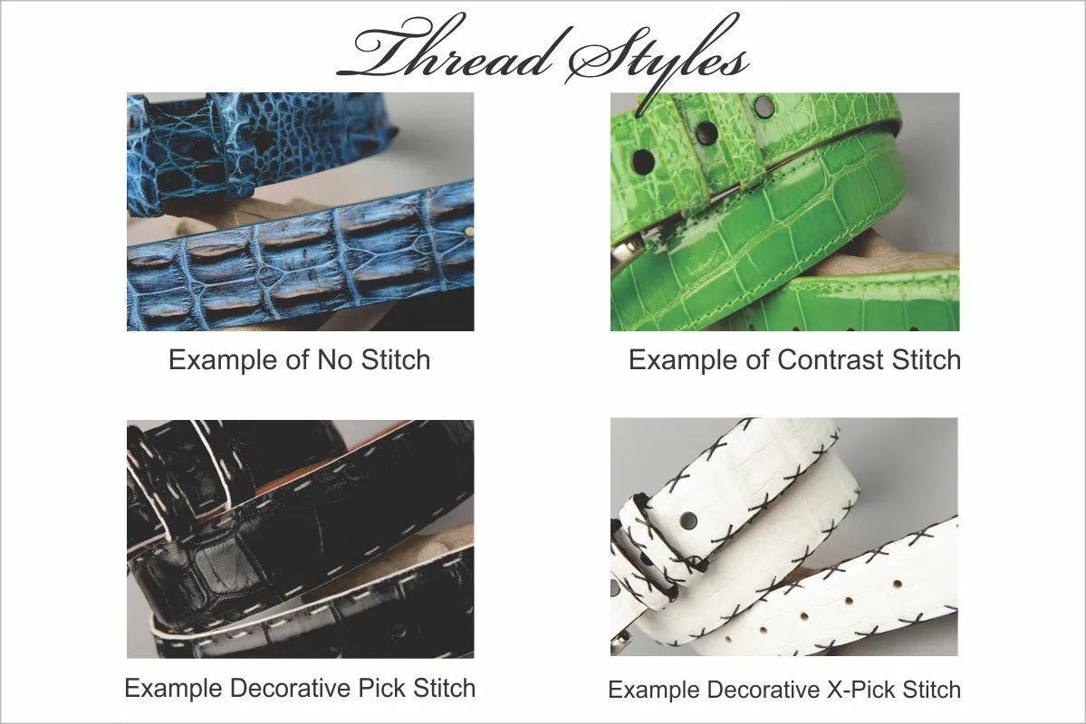 American Glazed Alligator Belt: Ivory