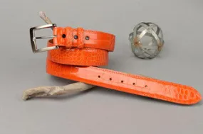 American Glazed Alligator Belt: Orange