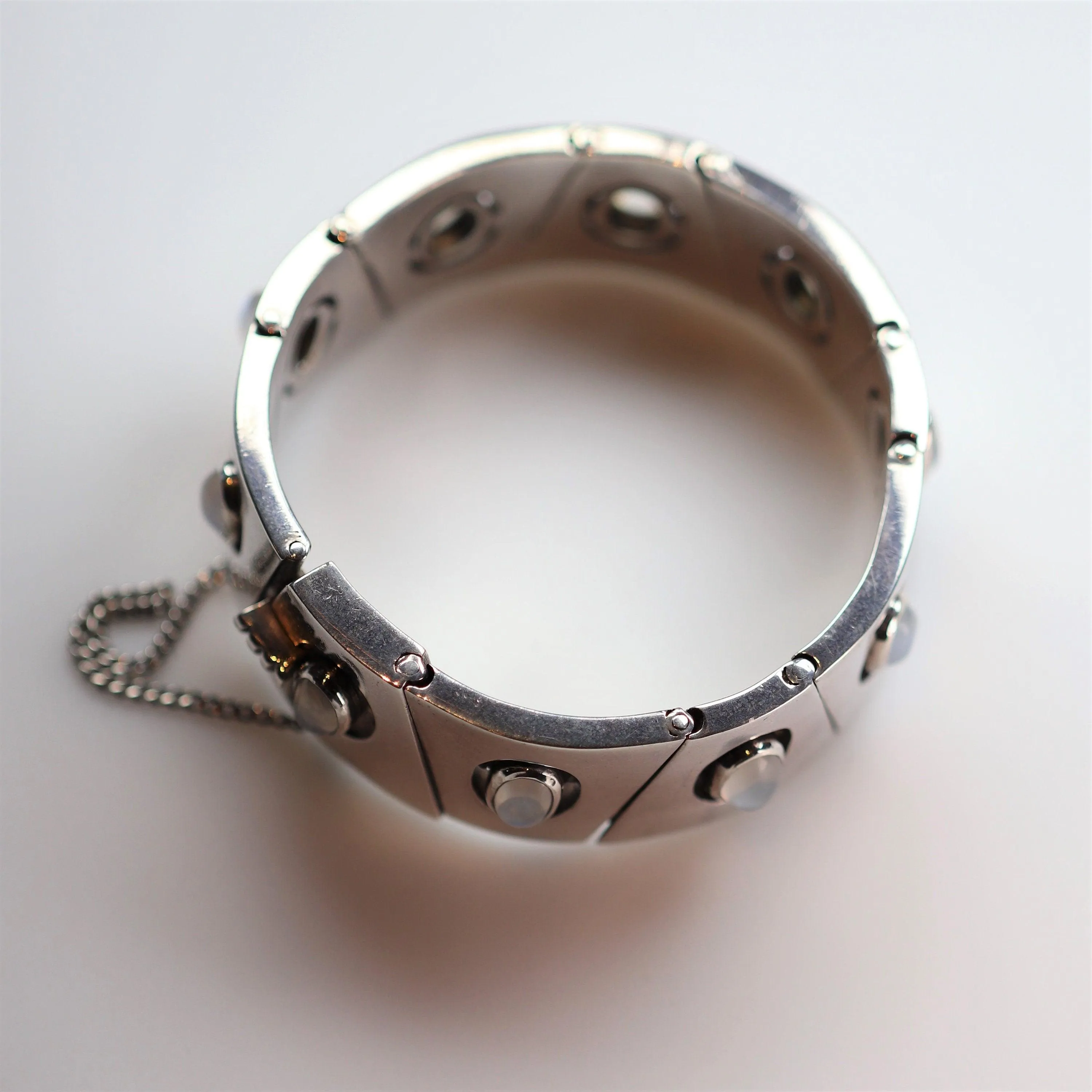 Antonio Pineda Bracelet | Taxco Mid-Century Modernist Moonstone | Vintage 970 Sterling Silver Mexico