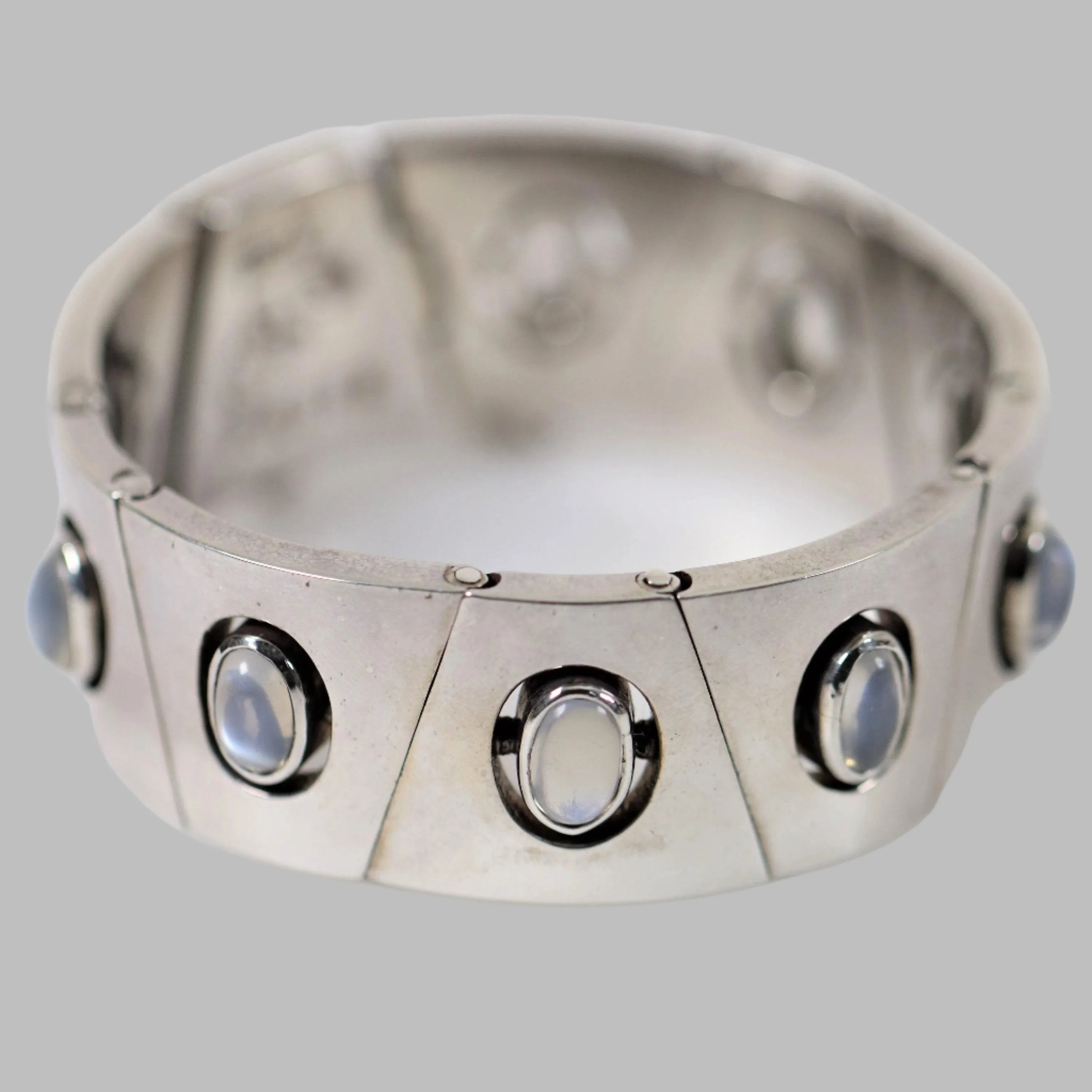 Antonio Pineda Bracelet | Taxco Mid-Century Modernist Moonstone | Vintage 970 Sterling Silver Mexico