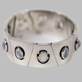 Antonio Pineda Bracelet | Taxco Mid-Century Modernist Moonstone | Vintage 970 Sterling Silver Mexico