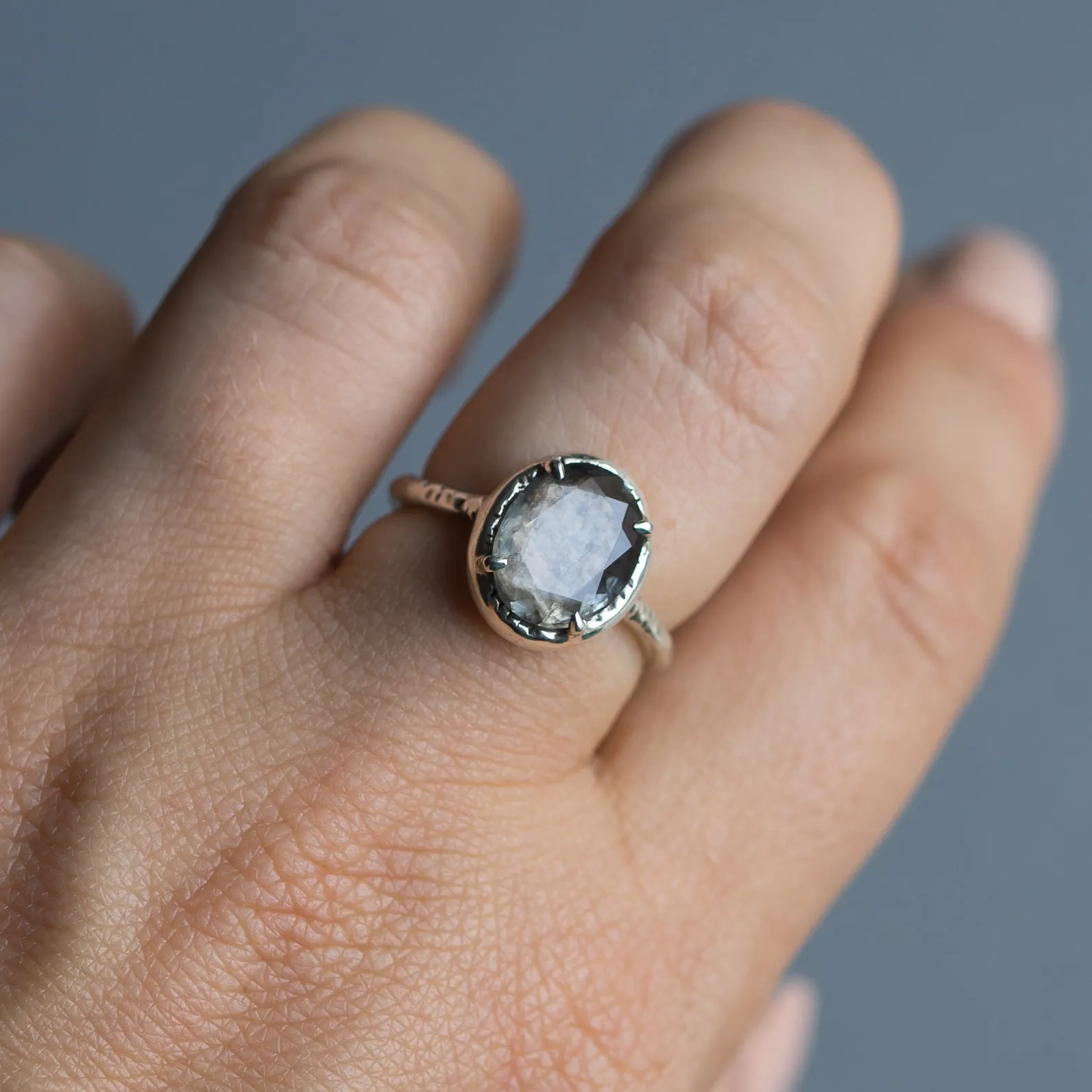 Aquamarine w/ Schiller Silver Ring- Sz 8