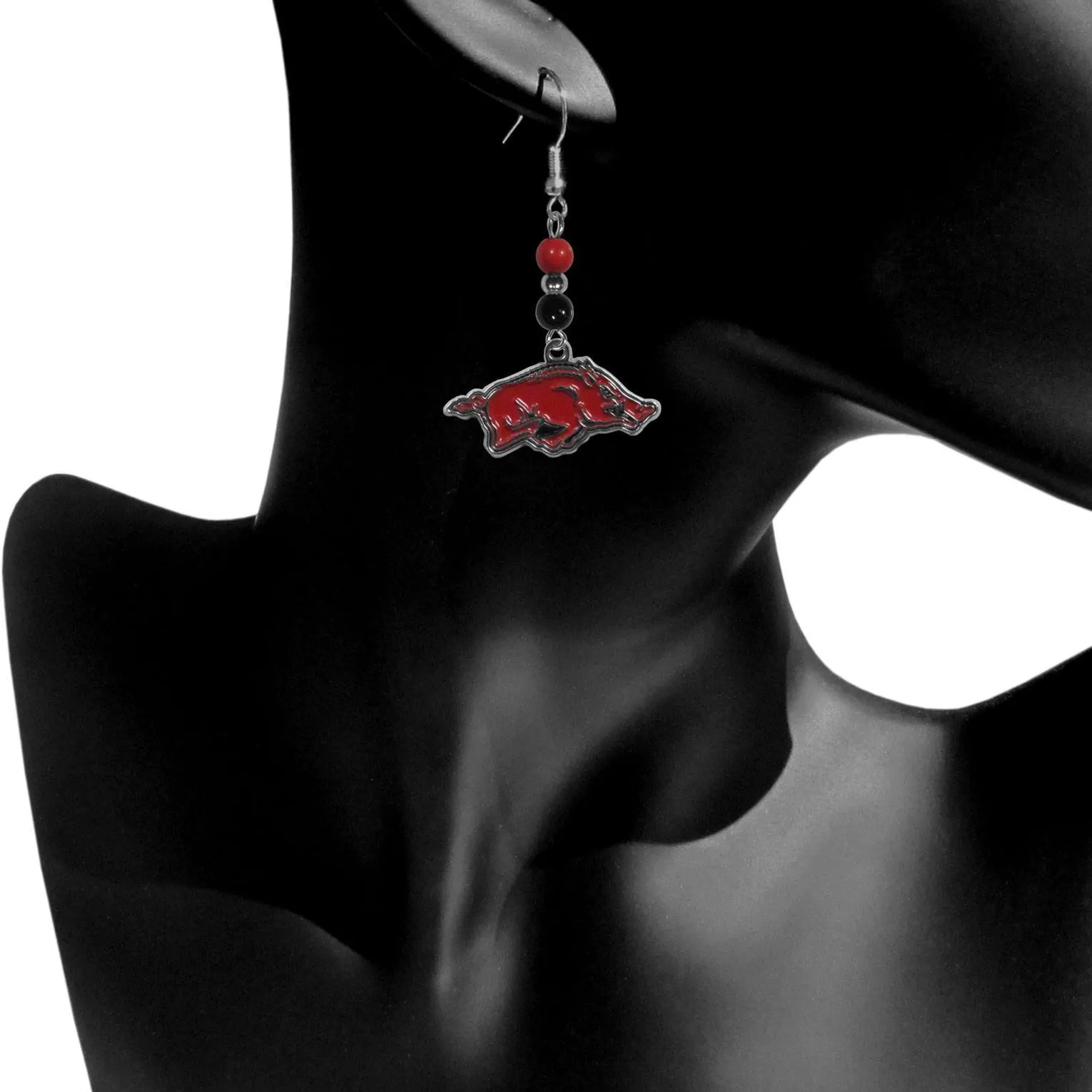 Arkansas Razorbacks Fan Bead Dangle Earrings
